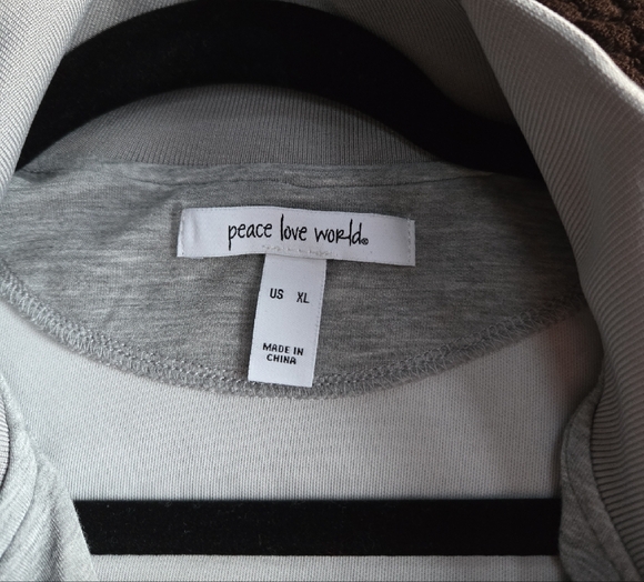 Peace Love World Gray Hoodie and Matching Pants - Picture 2 of 11